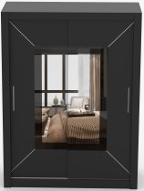 IDŽCZAK meble - Garderobni ormar s kliznim vratima Venice - 150 cm - crna