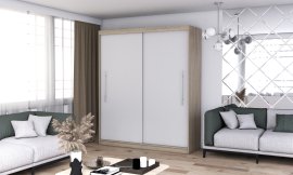 Garderobni ormar s kliznim vratima Torino - 203 cm - hrast sonoma/bijela