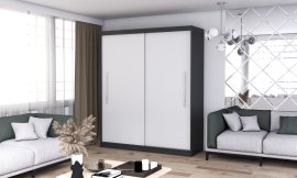 Garderobni ormar s kliznim vratima Torino - 203 cm - crna/bijela