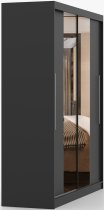 Garderobni ormar s kliznim vratima Torino s ogledalom - 203 cm - crna