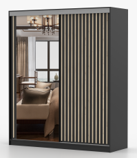Ormar s kliznim vratima Kingston - 180 cm - crna mat