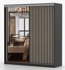 Ormar s kliznim vratima Kingston - 203 cm - crna mat