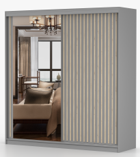 Garderobni ormar s kliznim vratima Kingston - 203 cm - siva mat