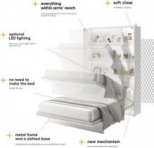 Bed Concept - Krevet u ormaru Lenart - Bed Concept 01 - 140x200 cm - bijela visoki sjaj