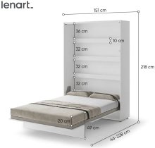 Bed Concept - Krevet u ormaru Lenart - Bed Concept 01 - 140x200 cm - bijela visoki sjaj