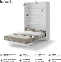 Bed Concept - Krevet u ormaru Lenart - Bed Concept 01 - 140x200 cm - bijela visoki sjaj
