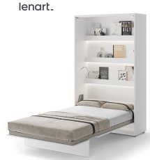Krevet u ormaru Lenart - Bed Concept 02 - 120x200 cm - bijela visoki sjaj 