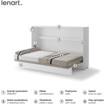 Bed Concept - Krevet u ormaru Lenart - Bed Concept 05 - 120x200 cm - bijela visoki sjaj