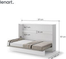 Bed Concept - Krevet u ormaru Lenart - Bed Concept 05 - 120x200 cm - bijela visoki sjaj