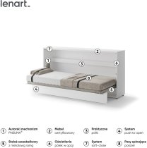 Bed Concept - Krevet u ormaru Lenart - Bed Concept 06 - 90x200 cm - bijela visoki sjaj