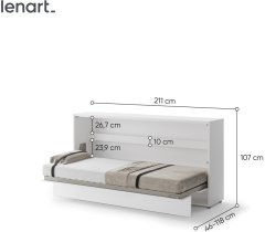 Bed Concept - Krevet u ormaru Lenart - Bed Concept 06 - 90x200 cm - bijela visoki sjaj