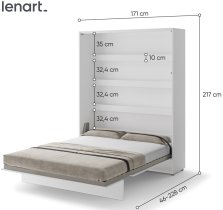 Bed Concept - Krevet u ormaru Lenart - Bed Concept 12 - 160x200 cm - bijela visoki sjaj