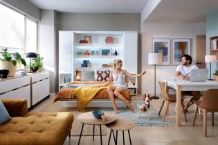 Bed Concept - Krevet u ormaru Lenart - Bed Concept 12 - 160x200 cm - bijela visoki sjaj