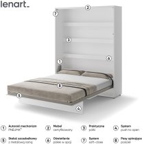 Bed Concept - Krevet u ormaru Lenart - Bed Concept 12 - 160x200 cm - bijela visoki sjaj