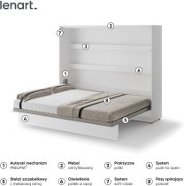 Bed Concept - Krevet u ormaru Lenart - Bed Concept 14 - 160x200 cm - bijela