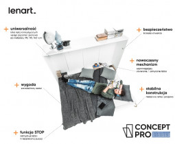 Krevet u ormaru Lenart - Concept Pro 01 - 140x200 cm - siva