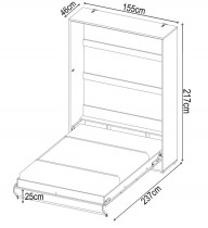 Bed Concept - Krevet u ormaru Lenart - Concept Pro 01 - 140x200 cm - siva
