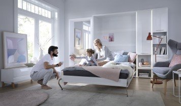 Bed Concept - Krevet u ormaru Lenart - Concept Pro 01 - 140x200 cm - bijela visoki sjaj 