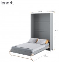 Bed Concept - Krevet u ormaru Lenart - Concept Pro 02 - 120x200 cm - siva