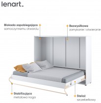 Bed Concept - Krevet u ormaru Lenart - Concept Pro 04 - 140x200 cm - bijela