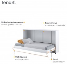 Bed Concept - Krevet u ormaru Lenart - Concept Pro 06 - 90x200 cm - bijela