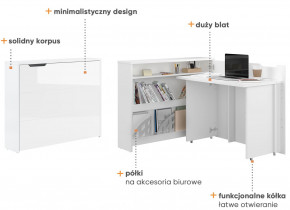 Bed Concept - Sklopivi radni stol CW-01 - visoki bijeli sjaj