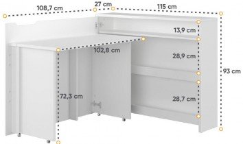 Bed Concept - Sklopivi radni stol CW-01 - visoki bijeli sjaj