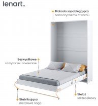 Bed Concept - Krevet u ormaru Lenart - Concept Pro 01 - 140x200 cm - bijela