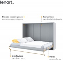 Bed Concept - Krevet u ormaru Lenart - Concept Pro 04 - 140x200 cm - siva