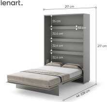 Bed Concept - Krevet u ormaru Lenart - Bed Concept 01 - 140x200 cm - siva