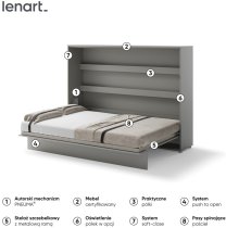 Bed Concept - Krevet u ormaru Lenart - Bed Concept 04 - 140x200 cm - siva