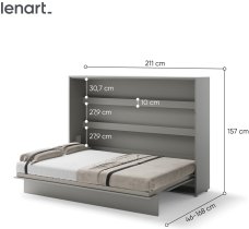 Bed Concept - Krevet u ormaru Lenart - Bed Concept 04 - 140x200 cm - siva