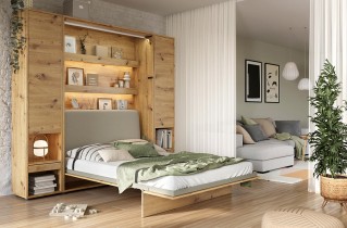 Bed Concept - Tapecirano uzglavlje BC-17 za krevet u ormaru BC-12 - bež