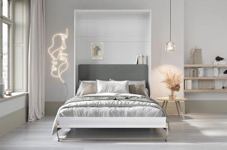 Bed Concept - Tapecirano uzglavlje CP-12 za krevet u ormaru CP-01 - graphite - vatrootporna tkanina 