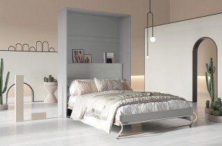 Bed Concept - Tapecirano uzglavlje CP-12 za krevet u ormaru CP-01 - siva - vatrootporna tkanina 