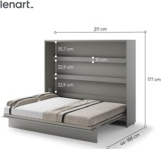 Bed Concept - Krevet u ormaru Lenart - Bed Concept 14 - 160x200 cm - siva