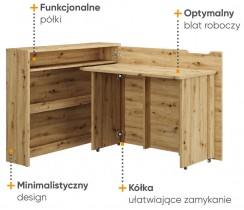 Bed Concept - Sklopivi radni stol CW-01 - artisan hrast