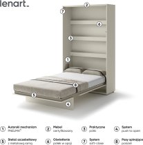Bed Concept - Krevet u ormaru Lenart - Bed Concept 02 - 120x200 cm - kašmir