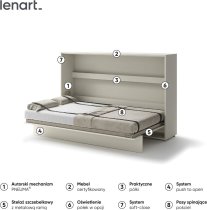 Bed Concept - Krevet u ormaru Lenart - Bed Concept 05 - 120x200 cm - kašmir