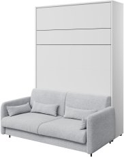 Komplet krevet u ormaru, sivo uzglavlje, sivi trosjed, LED, madrac Lenart - Bed Concept 12 - 160x200 cm - bijela