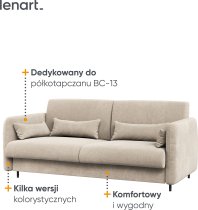 Bed Concept - Komplet krevet u ormaru, bež uzglavlje, bež trosjed, ormari, LED, madrac Bed Concept 13 - 180x200 cm - bijela