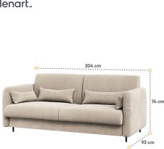 Bed Concept - Komplet krevet u ormaru, bež uzglavlje, bež trosjed, ormari, LED, madrac Bed Concept 13 - 180x200 cm - bijela
