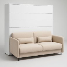 Komplet krevet u ormaru, bež uzglavlje, bež trosjed, LED, madrac Bed Concept 13 - 180x200 cm - bijela