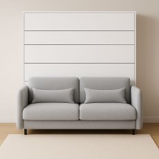 Komplet krevet u ormaru, sivo uzglavlje, siva trosjed, LED, madrac Bed Concept 13 - 180x200 cm - bijela