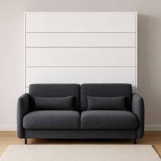 Komplet krevet u ormaru, grafitno uzglavlje, grafitna trosjed, LED, madrac Bed Concept 13 - 180x200 cm - bijela