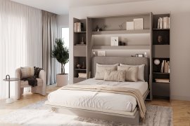 Komplet krevet u ormaru, BC-17, BC-19 trosjed, 3xLED, 2x BC-23 - siva/grafit, madrac Varaždin - Bed Concept BC-12 - 160x200 cm - siva