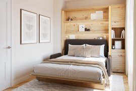Komplet krevet u ormaru BC-01, uzglavlje BC-16, kauč BC-18, 3xLED, ormari BC-08, madrac - 140x200 cm - artisan hrast/grafit