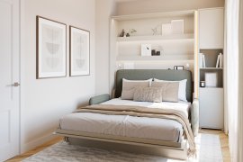 Komplet krevet u ormaru BC-01, uzglavlje BC-16, kauč BC-18, 3xLED, ormari BC-08, madrac - 140x200 cm - kašmir/zelena