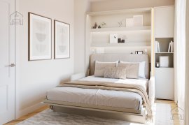 Komplet krevet u ormaru BC-01, uzglavlje BC-16, kauč BC-18, 3xLED, ormari BC-08, madrac - 140x200 cm - kašmir/bež