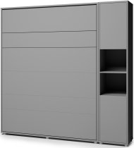 Bed Concept - Komplet krevet u ormaru BC-12, uzglavlje BC-17, 1xLED, ormari BC-08, madrac - 160x200 cm - siva/grafit